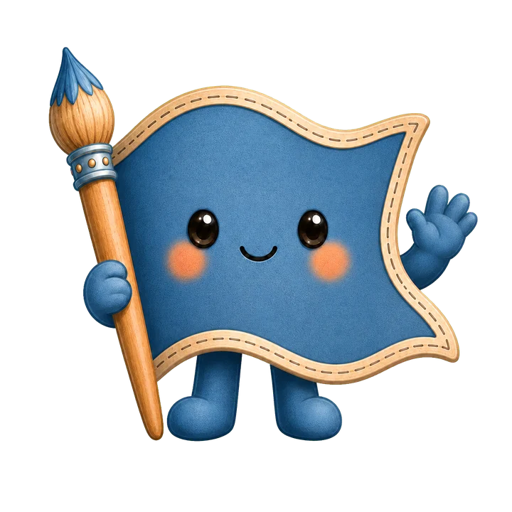 Flaggy, Flagful’s guide, waving